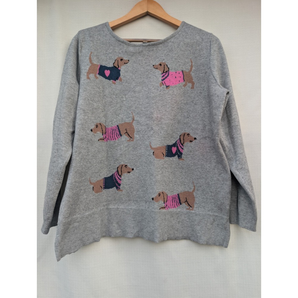 Astrologie Gray Dachshund Doxie Novelty Knit Sweater Women's Size L Wiener Dog